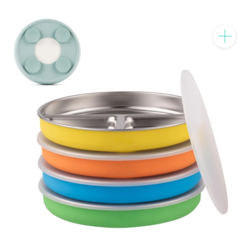 7.8" Stainless Steel Divided Plates with Suction Sleeve