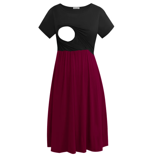 Smallshow Women's Short Sleeve Maternity Nursing Dresses for Breastfeeding
