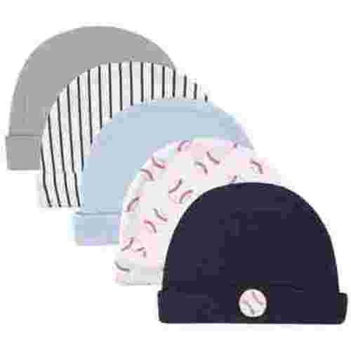 Luvable Friends Baby Boy Cotton Caps 5pk, Baseball, 0-6 Months