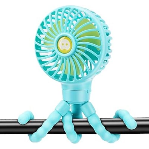 Portable Stroller Fan USB Clip on Fan Rechargeable Small Personal Mini with Removable Flexible Tripod 3 Speed 360° Rotate Can Handheld and Desk for Stroller Car Seat Crib Travel Outdoor (Blue-1)