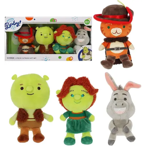 Welcom to the Universe Baby! Cuteeze Shrek, Fiona, Puss in Boots & Donkey 6-Inch Plush 4-Pack
