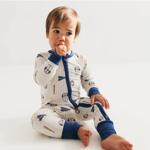 Blue Baseball Zipper Romper PRE-ORDER SHIPPING 8/11 – In my Jammers