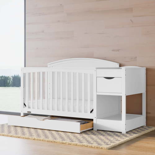 Graco Bellwood 5-in-1 Convertible Baby Crib and Changer with Drawer, White