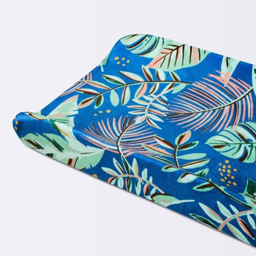 Plush Changing Pad Cover Botanical Print - Cream/blue/green - Cloud Island™