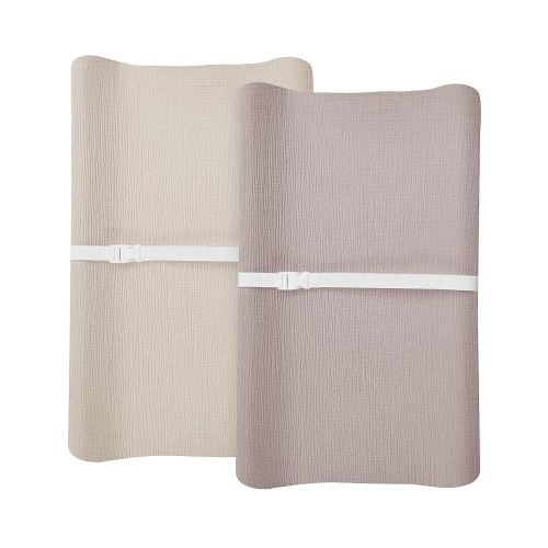 Changing Pad Cover for Baby Boy Girl 2 Pack, Muslin Changing Table Pad Covers with Boho Style, Neutral Nursery Bedding Essentials Soft and Breathable (Beige & Vintage Taupe)