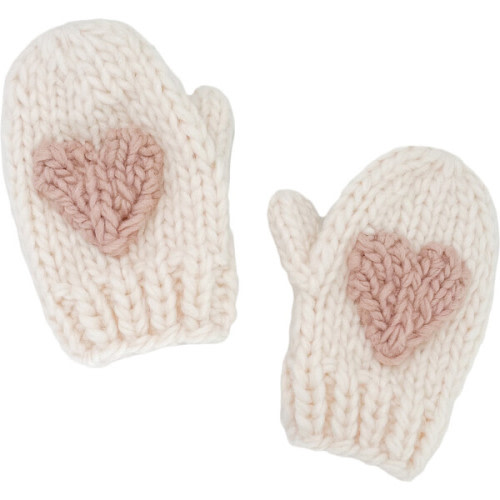 Heart Knit Mittens, Blush & Cream - The Blueberry Hill | Maisonette