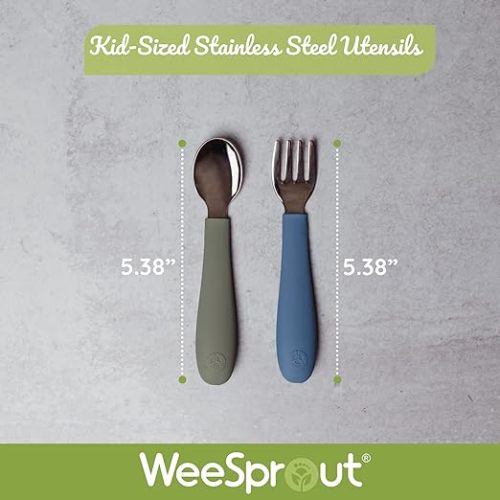 WeeSprout Toddler Utensils, 3 Forks & 3 Spoons