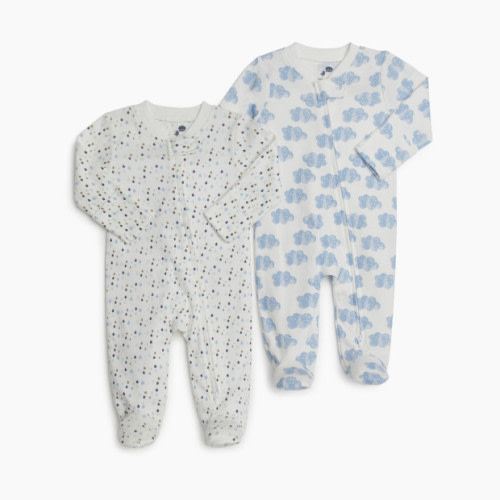 Small Story Printed Footie (2 Pack) - Rain Clouds, Newborn