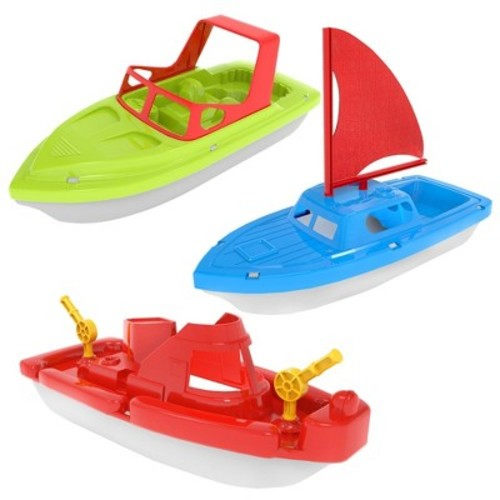 Fun Little Toys 3Pcs Boat Toy Set, Speed Boat, Sailing Boat & Aircraft Carrier, Bath & Pool Toys for Toddlers, Birthday Gift for Boys & Girls Ages 1-4