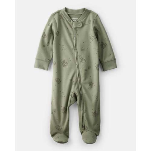 Baby Boy Dragon Print 100% Cotton Long-Sleeve Sleep & Play Pajamas - Green | Carter's