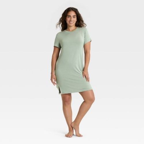 Women's Cloud Knit Pajama T-Shirt Dress - Auden™ Navy Blue 1X: Modal-Spandex Blend, Extra Lightweight, Short Sleeve