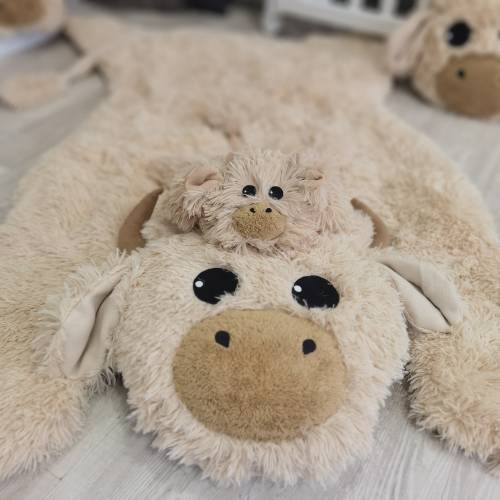 Farmhouse Plush Cow Lovey, A Soft and Sweet Baby Gift - Personalized Minky Lovey, Pictured Rug: 58" X 48"