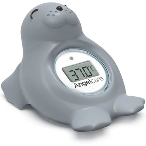 Angelcare Bath and Room Thermometer - Happy Seal, Grey, One Size