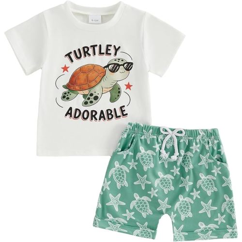 Kupretty Baby Boy Clothes Toddler Summer Outfit Short Sleeve T-Shirt Tee Tops + Shorts 6 12 18 24 Months 2T 3T Clothing Set