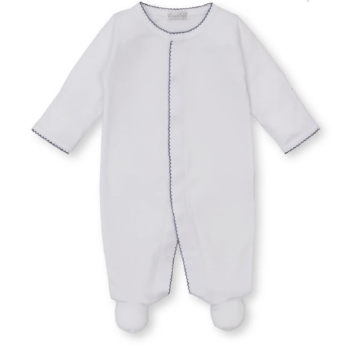 White/Navy Kissy Basics Footie- 0-3 month