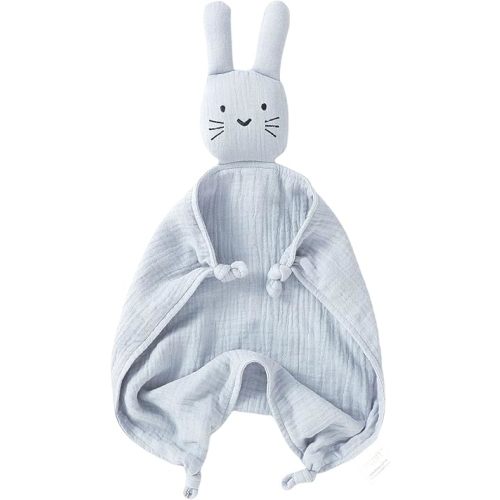Organic Cotton Bunny Loveys for Babies,Newborn Baby Lovey Security Blanket,Lovies for Babies New Born Baby Unique Neutral Gifts Boys and Girls (Bunny-Grey)