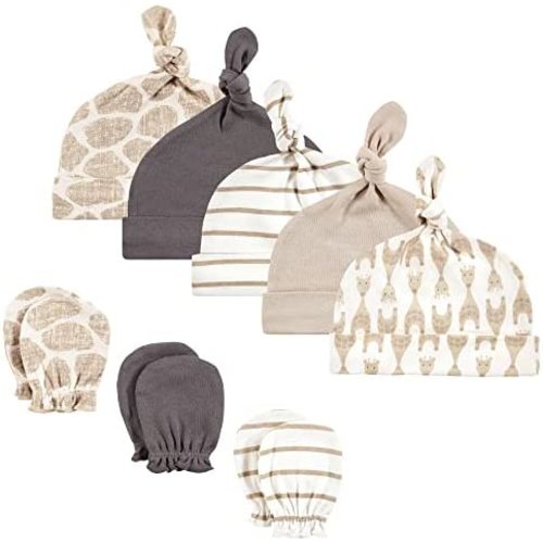 Hudson Baby Unisex Baby Cotton Cap and Scratch Mitten Set
