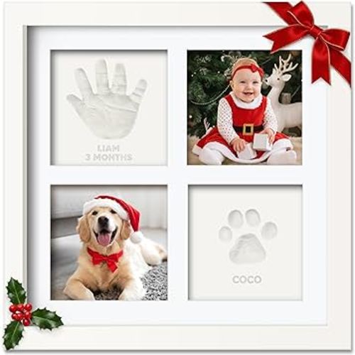 Baby Hand and Footprint Kit - Baby Footprint Kit, Clay Handprint Keepsake Frame, Nursery Picture Frame For Newborns, Personalized New Mom Gifts for Showers & Registry (Alpine White)