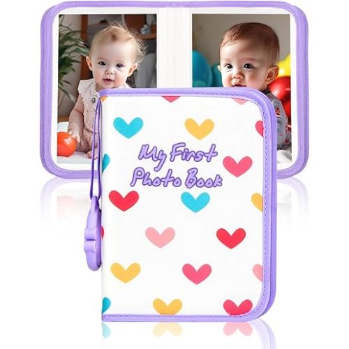 Baby Photo Book Holds 21 4x6 Photos, My First Photo Album for Baby or Toddler, "Love" Baby Photo Book Soft No Hard Edges, Cute Book Gift for Baby Shower Newborns Family Photos (purple)