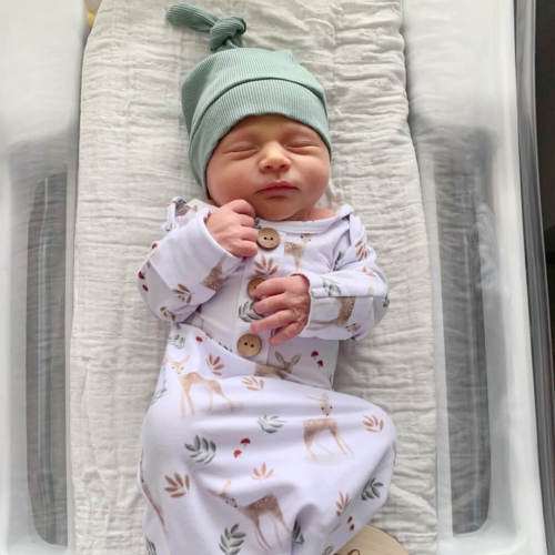 Finley's Fawn Newborn Baby Knot Gown & Hat