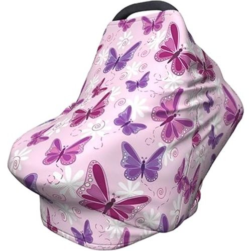 Cute Butterfly Baby Stuff Car Seat Covers Baby Multi-Use Car Seat Canopy Carrier Cover, Breathable Breastfeeding Cover Boys & Girls
