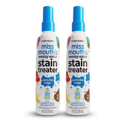 Miss Mouth's Messy Eater Stain Treater Spray - 4oz 2 Pack Stain Remover - Newborn & Baby Essentials - No Dry Cleaning Food, Grease, Coffee Off Laundry, Underwear, Fabric