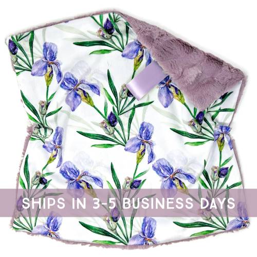 Lovey: Iris. Lovey. Floral Lovey. Purple Floral Lovey. Iris Lovey. Flowers Lovey. Lovie. Baby Lovey. Lovie. Minky Lovey. Baby Gift. PYO.