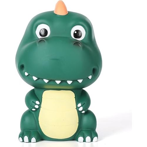 H&W Dinosaur Money Bank with Lovely Big Head, Shatterproof Tyrannosaurus Rex Piggy Bank, First Coin Bank, Best Christmas Birthday for Kids Boys Girls Home Decoration (Deep Green)