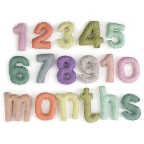 Monthly Milestone Felt Number Set 0-9 Counting- PASTEL RAINBOW- Educational Montessori Learning- Child Toddler Pretend Play Toy- Eco Friendly Handmade Gift- Approx. 3" Tall