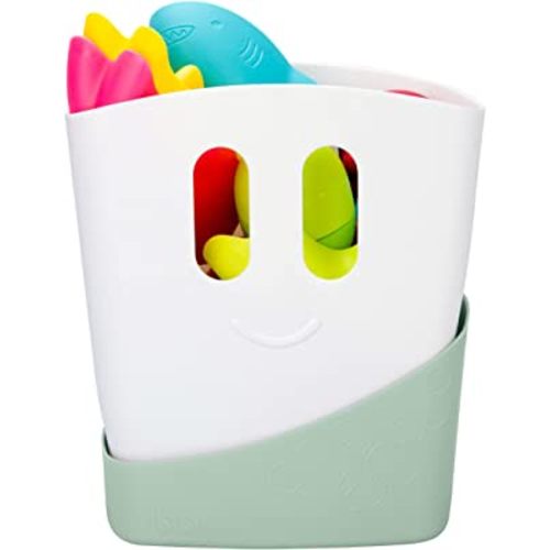 Ubbi Freestanding Bath Toy Organizer Bath Caddy with Removable Drying Rack Bin & Scoop for Toddlers + Baby, Sage
