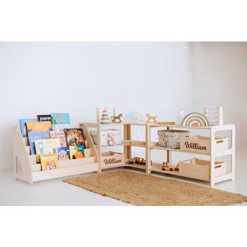 Montessori Bookshelf + Small Toy Shelf + Corner Toy Shelf, Wooden Shelf, Kids Bookcase, Toy Storage, Kids Furniture, Montessori Shelf