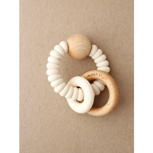 Dany Rattle Teether - Speckled Cream