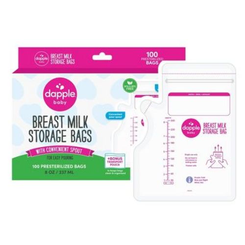 Dapple Temp-sensing No Leak Breast Milk Storage Bag With Easy Pour Spout - 100ct