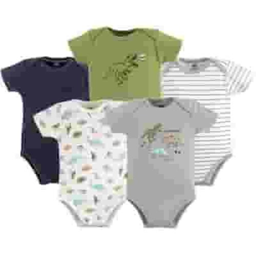 Hudson Baby Short Sleeve Bodysuits, 5-Pack, Newborn- 24 Months