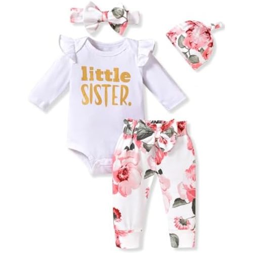 fioukiay Baby Girls Clothes Infant Romper Bodysuit Pants Set with Headband