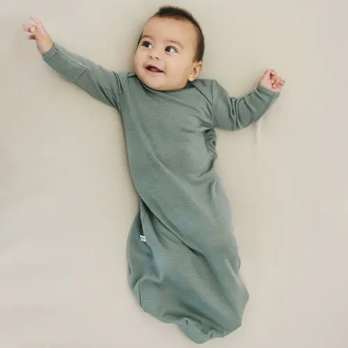 Merino Wool Baby Gown |Natural Merino Wool Baby Sleepwear – Woolino