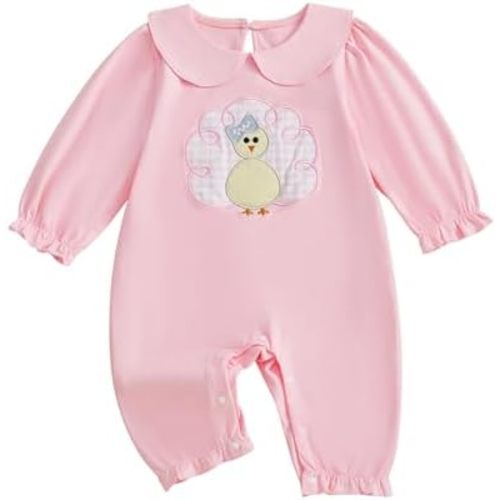 My First Thanksgiving Baby Girl Outfit Newborn Turkey Romper Long Sleeve Jumpsuit Cute One Piece Fall Clothes