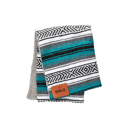 Teal Hand-Made Serape and Sherpa Baby Blanket