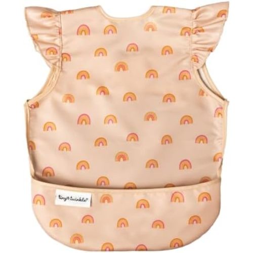 Tiny Twinkle Mess Proof Baby Bib for Girls | Waterproof Toddler Bib for Eating | Baby Apron for Feeding | Machine Washable | Perfect Shower Gift (Boho Rainbow, 6–24M)
