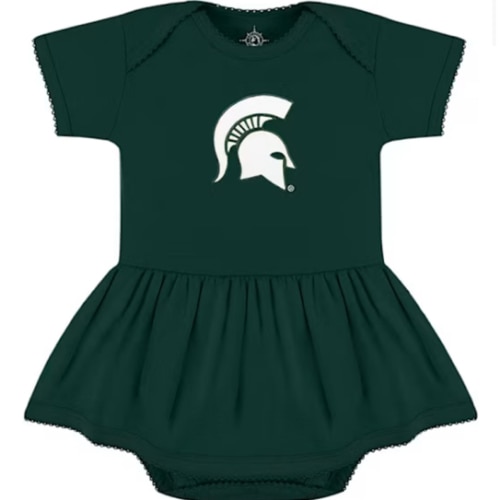 Michigan State Spartans GREEN Baby Picot Romper - 35011721