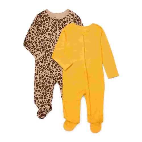 Wonder Nation Baby Gender Neutral Zip Front Footed Sleep N Play Pajamas, 2-Pack, Sizes Preemie-6/9 Months