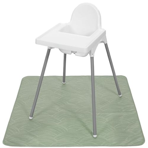 S&T INC. Baby Splat Mat for Under High Chair, Water Resistant Floor Mat, 42 Inches by 42 Inches, Green Needlepoint - 42x42 Inch