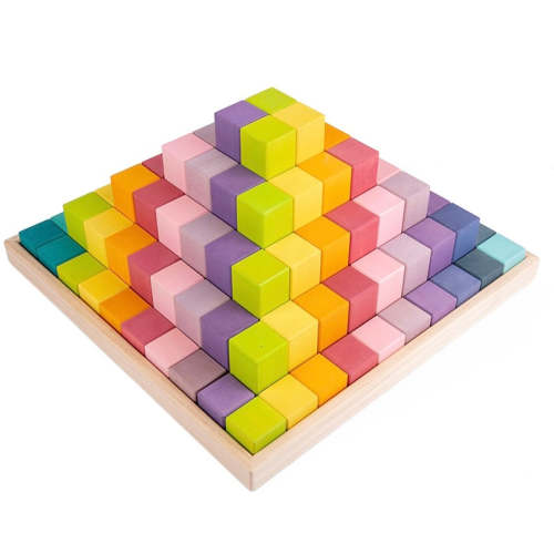 **Pre-order (Ships in 2-3 Weeks)**100 Pcs STAINED Large Stepped Pyramid Wooden Stacking Building Blocks in Pastel/Macaron Colors