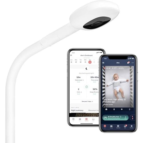 Nanit Pro Smart Baby Monitor & Floor Stand – 1080p Wi-Fi Video & Sound Camera, Sleep Coach and Breathing Motion Tracker, 2-Way Audio, Compatible with iOS and Android Phones, Includes Breathing Band