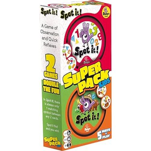 Zygomatic Spot It! Super Pack - 2 Fun Editions Bundle with 123 & Animals Jr. Game for Ages 4+, 2-8 Players
