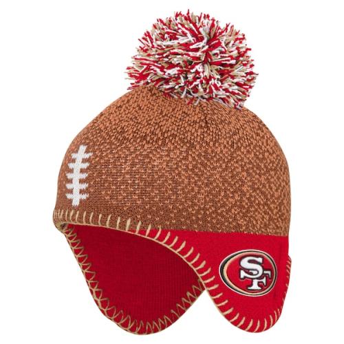 Infant San Francisco 49ers Brown Football Head Knit Hat with Pom