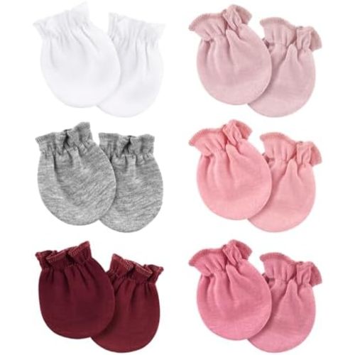 6 Pairs Newborn Baby Mittens No Scratch Elastic Wrist Gloves Soft Infant Baby Mittens for Newborn Baby Boy Girl