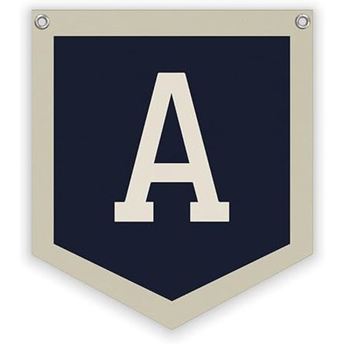 Personalized Baby Gift,Baby Boy Nursery Decor,Initial Pennant，Letter A Banner Flag，Vintage Room Decor Toddler Room Bedroom Playroom Front Door Birthday Christmas Gift，12x14 in