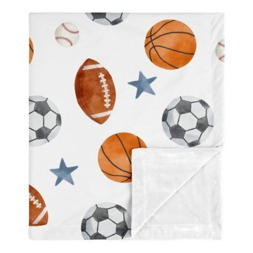 Sweet Jojo Designs Boy Baby Security Blanket Watercolor Sports Theme Multicolor