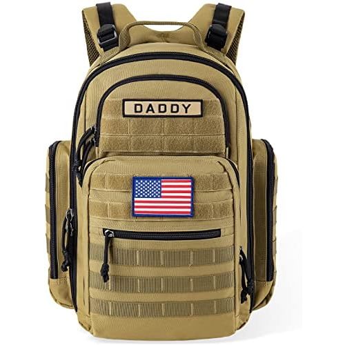 SHARKMOUTH Diaper Bag Backpack for Dad and Mom, Military Molle diaper Pack with Insulated Bottle Holders and Wipe Pocket